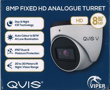 QVIS CCTV Camera 4K 8MP HD ANALOGUE IR FIXED TURRET VIPER DVR