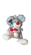 Vintage Puffalump Christmas Mouse 1987 Fisher Price Gray Candy Cane Plush 8016