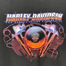 Vintage Harley Davidson Eagle Engine Black T Shirt Quaid Loma Linda XL Y2K
