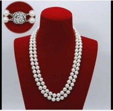 Double Strand AAAA 9-10mm Natural round Akoya...