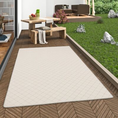 In & Outdoor Teppich Flachgewebe Oslo Hellgrau Karo Modern