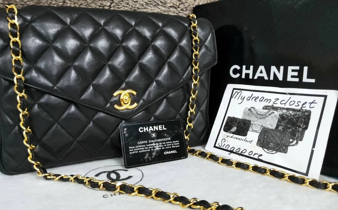 Chanel Vintage Classic Timeless Double Flap Lambskin 10 Shoulder Bag . -  LAR Vintage