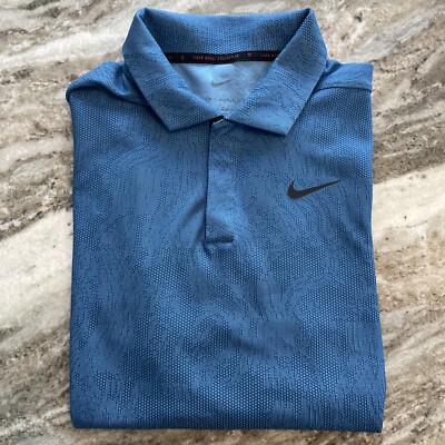 Nike Golf Dri-FIT TW25 Men Polo Shirt Royal Blue Digital Imprint Size Small.