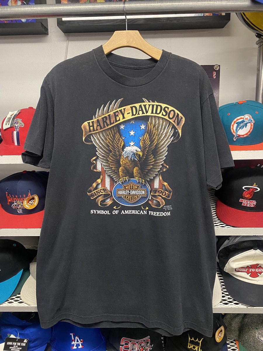 1991 3D Emblem Harley Davidson Symbol of American Freedom T-Shirt 