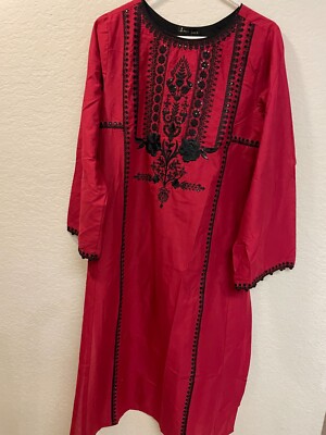 Junaid Jamshed Womens ORGANZA Lawn Top Kurta Kurti Size L 14 MACHINE  EMBRODERY | eBay