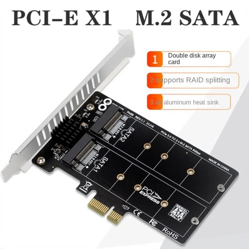 RAID Splitter Expansion Card for PCIE X1 to Dual NGFF M.2 SATA SSD - Image 2 of 4