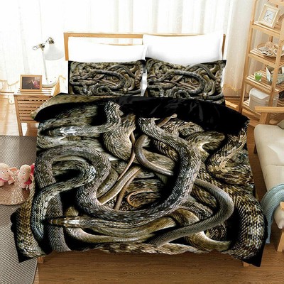 Snake 3D Printed Holiday Gift 4 Quilt Duvet Cover Set Super King Bedding
