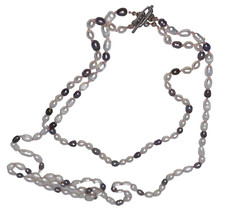 vintage white purple cultured freshwater pearls beaded knotted long necklace