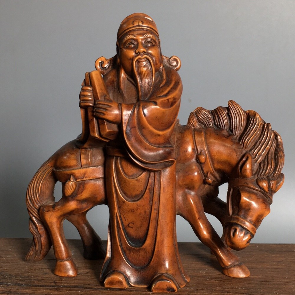 China Boxwood Intricately Carved Exquisite Eight Immortals Figure Wooden Statue