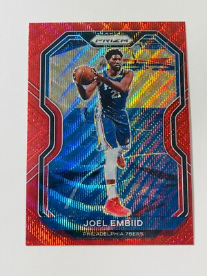 JOEL EMBIID 2020-21 Panini Prizm  RUBY RED WAVE PRIZM Parallel  #141 76ers