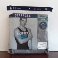 Stafford 4-Pack Men's Big & Tall 100% Cotton Ribbed Tank Top A-Shirts TALL