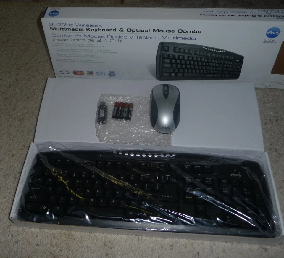Rare Micro Innovations KB1100W Black Wireless Keyboard and Black/Silver Mouse - Image 3 of 3