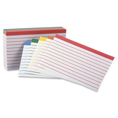 Color Coded Bar Ruled Index Cards 3 x 5 100 Count (Pack of 1), ASSORTED 