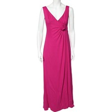 Valentino Pink Crepe Slit Detail Draped Sleeveless Gown L