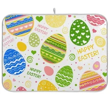 Easter Eggs Dish Drying Mat Absorbent Heat Resistant Reversible Dish Draining...