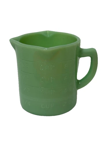 Green Jadeite Glass Depression Style Measuring Cup - Vintage, Milk Glass Kitchen
