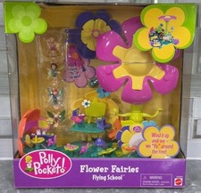 Polly Pocket 2001 Flower Fairies Flying School has 4 Figures NEW SEALED BOX