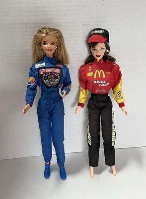 Nascar Barbie Collector Dolls 50th Anniversary & McDonalds Used Out Of Box