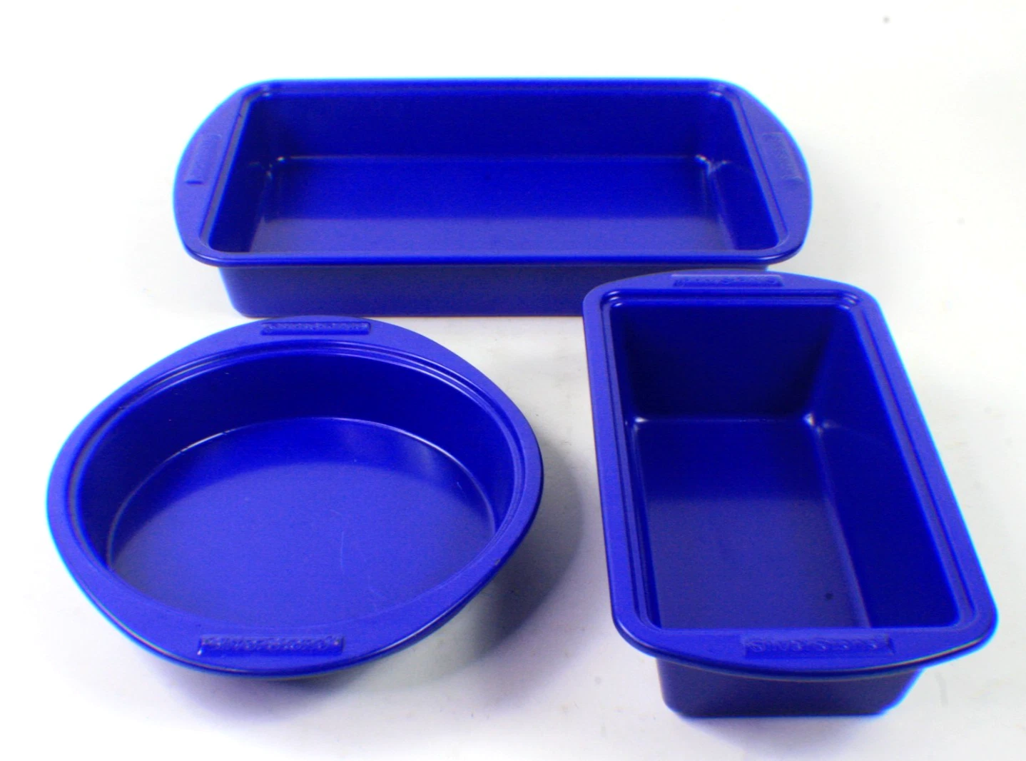 3 Piece SilverStone Ceramic Bakeware Ocean Blue Baking Cake, Loaf and Pie Pans