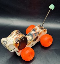 Vintage 1968 Fisher Price 693 Little Snoopy Dog Pull Toy Wooden Made in USA