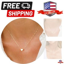 Dainty Gold Heart Necklace for Women - 14K Gold/Silver Plated Cute Heart Hand...