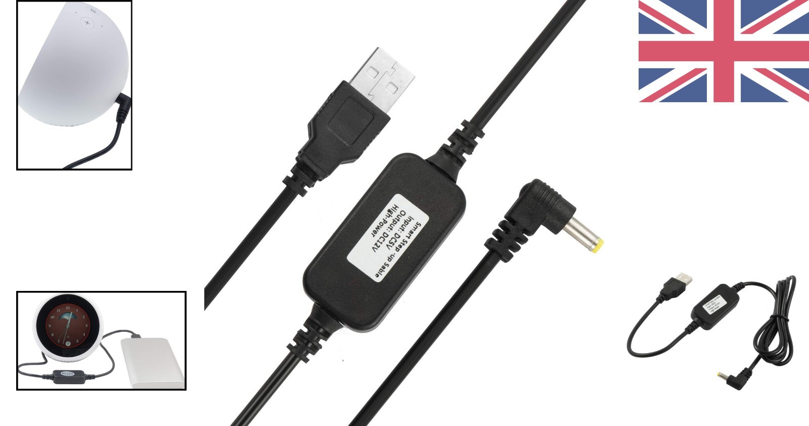 USB to DC Step Up Power Cable - 5V to 12V Voltage Adapter with 4.0x1.7mm Jack 1m