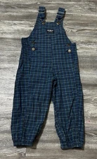 Vintage Oshkosh B Gosh Vestbak Green Plaid Overalls Size 4T Made In U.S.A