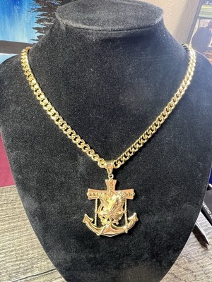 24  Gold Filled Chain/ Necklace & Eagle/ Anchor Sailor Gold Filled Pendant/59