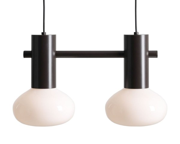 Pendelleuchte Esszimmer Glas Mokka L:46 Cm E14 2-Flammig HäNgelampe Esstisch-image