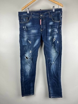 Dsquared2 Blue Wash Denim Skater Jeans Distressed Jeans Size 50