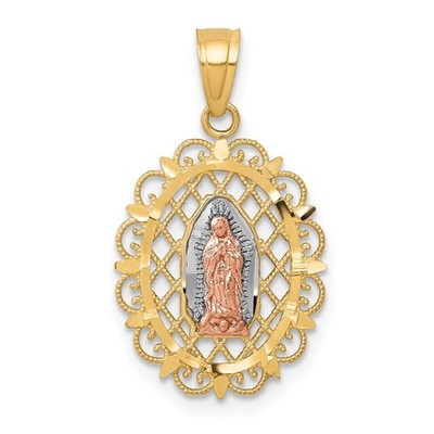 10k Bicolor Gold Unsere Liebe Frau von Guadalupe Anhänger Perfektes Geschenk für Sie