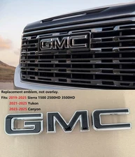 OEM GMC Grille Emblem for 2019-2025 Sierra Yukon 2023-25 Canyon Chrome Black