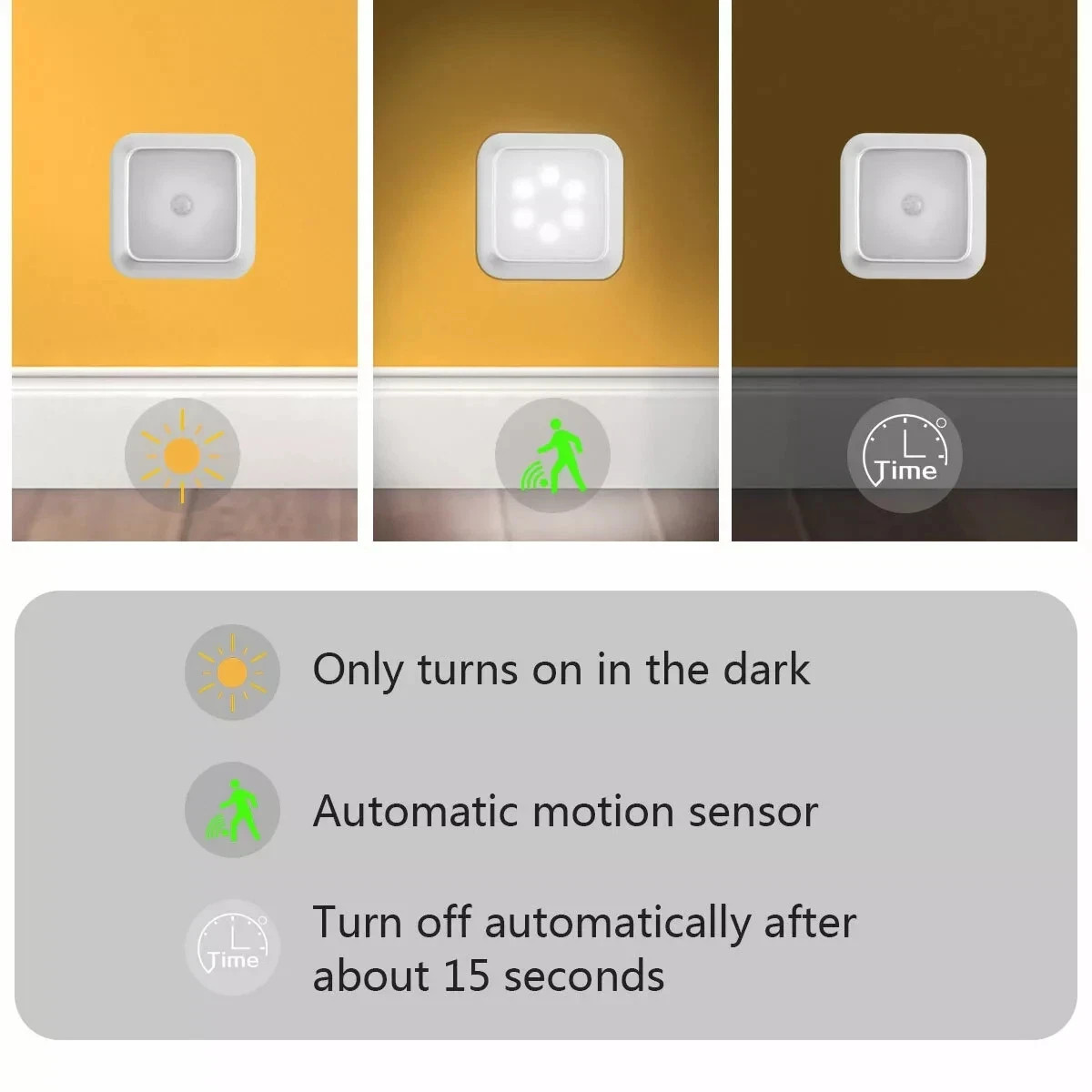 6 LED Motion Sensor Light PIR Wireless Night Light Battery Cabinet ...