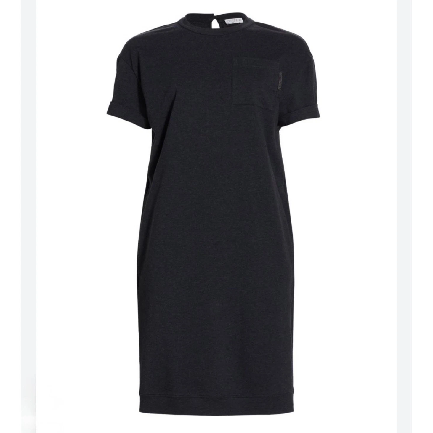 Brunello Cucinelli — Brunello Cucinelli Felpa Midi T Shirt Shift Dress Embellished Pockets XXL $1100