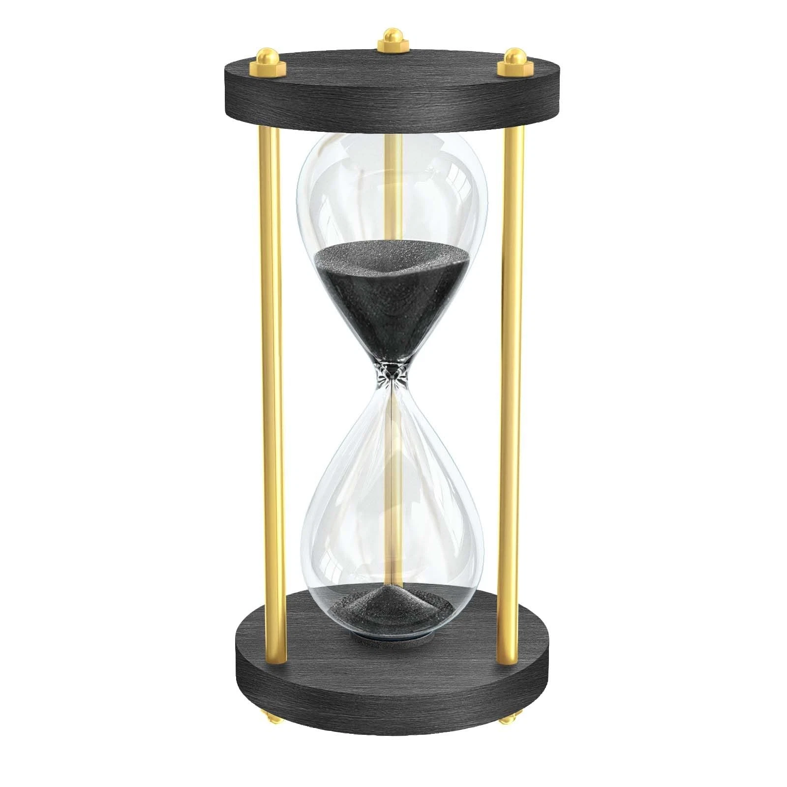 Hour Glass 30 Minute Hourglass Sand Timer, Wooden Black Half Hour Glass with ...