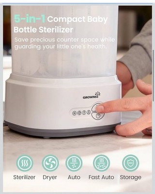Grownsy Bottle Sterilizer and Dryer Model LS-BE916, Compact 