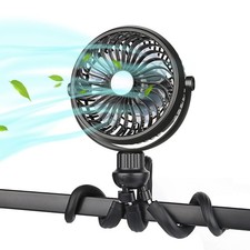Stroller Fan, Clip on Fan with Flexible Tripod, 2600mAh Battery Operated Fan ...