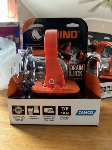 Camco Rhino Rv Sewer Hose Elbow with Drain Lock Adapter, 1 Pack -(39730) New