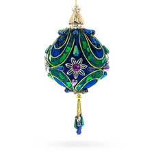Royal Blue Jeweled Gold Filigree Accents and Tassels Ornament