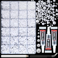 14000 Pcs Flat Back Pearls for Crafting with B7000 Glue White Half Pearl Beads f