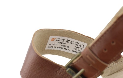 TIMBERLAND A23VZ Women Sandals EU37.5/38 Brown Leather Flats Buckle Closure Logo - Picture 12 of 15