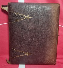 Antique Victorian Photo Album Leather Bound 19 Seperate Photos Size 28x22x6cm 