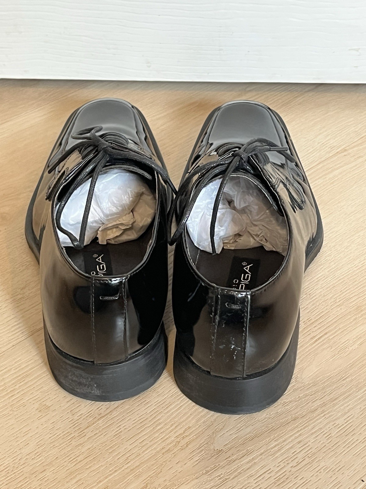 SAOLA Scarpe eleganti uomo Via Spiga Laconi nere vernice 8D usate in ottime condizioni smoking da sera