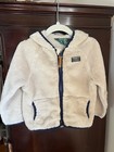 LL Bean Zip Up Fleece Beige Jacket Coat Ears on Hood Sz 12 - 18 months