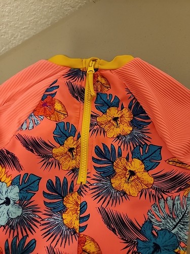 Art Class Tropical Print Sleeve One-Piece Swimsuit, L (10/12) - Picture 4 of 6