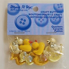 Dress It Up Buttons Quackers Jesse James Embellishments 2 Hole Flat/Shank Back