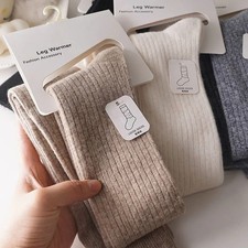 Women's Knee High Socks Paired with Boots Black White Pure Cotton Autumn and