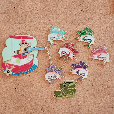 Odyssey of the Mind 8 Pin SET Florida FL 2009 Omer Fishing Marlin Fish Boot Pins