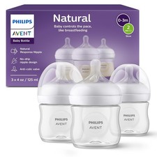 Philips Avent Natural Baby Bottle with Natural Response Nipple, Clear, 4oz, 3pk