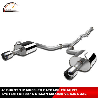 FOR 09-15 NISSAN MAXIMA V6 A35 DUAL 4'' BURNT TIP MUFFLER CATBACK EXHAUST SYSTEM